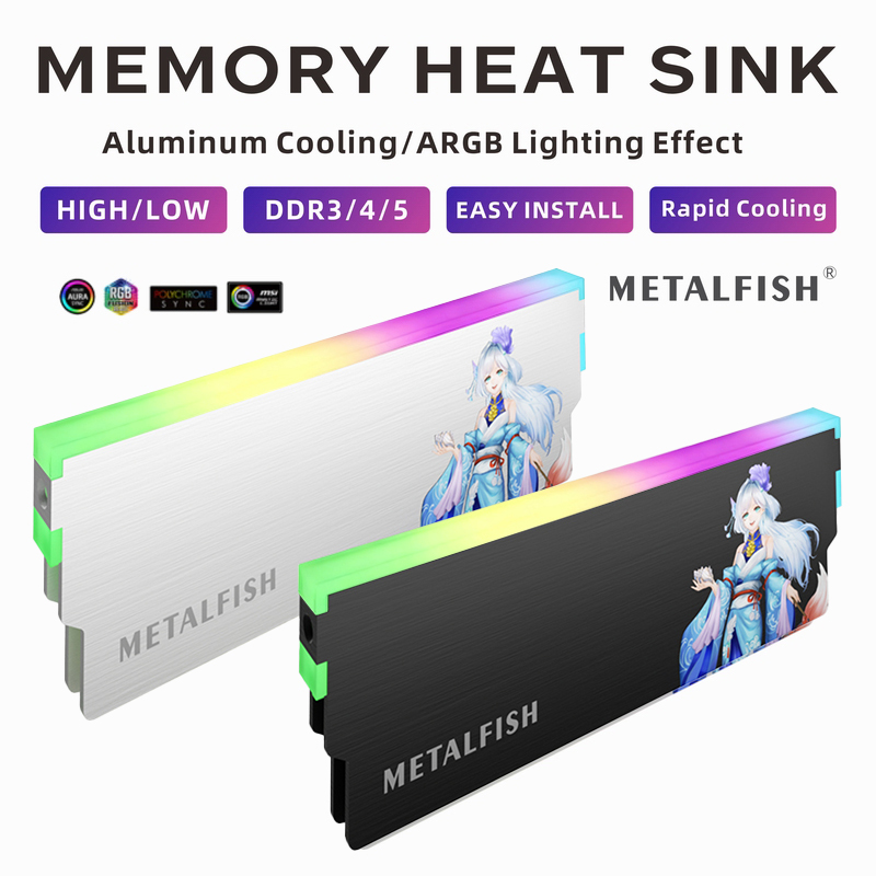Ddr4 8Gb - METALFISH DRAM 방열판 5V-3PIN ARGB DDR3
